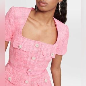 SELF-PORTRAIT Barbie Pink Boucle Chiffon Mini Dress | US 4 🩷